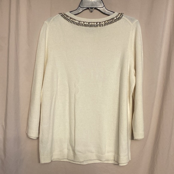 NWT Talbots Woman Embellished Neck Sweater, Size 1X Color Ivory - Picture 7 of 9